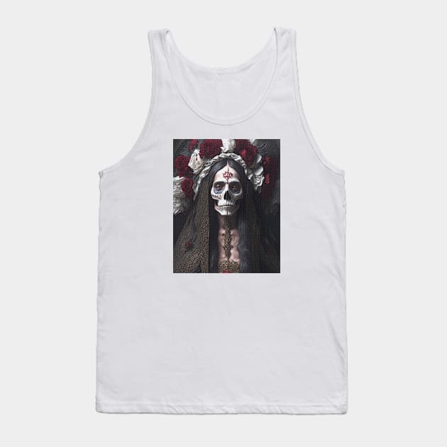 Painting of Santa Muerte Tank Top by metamorfatic